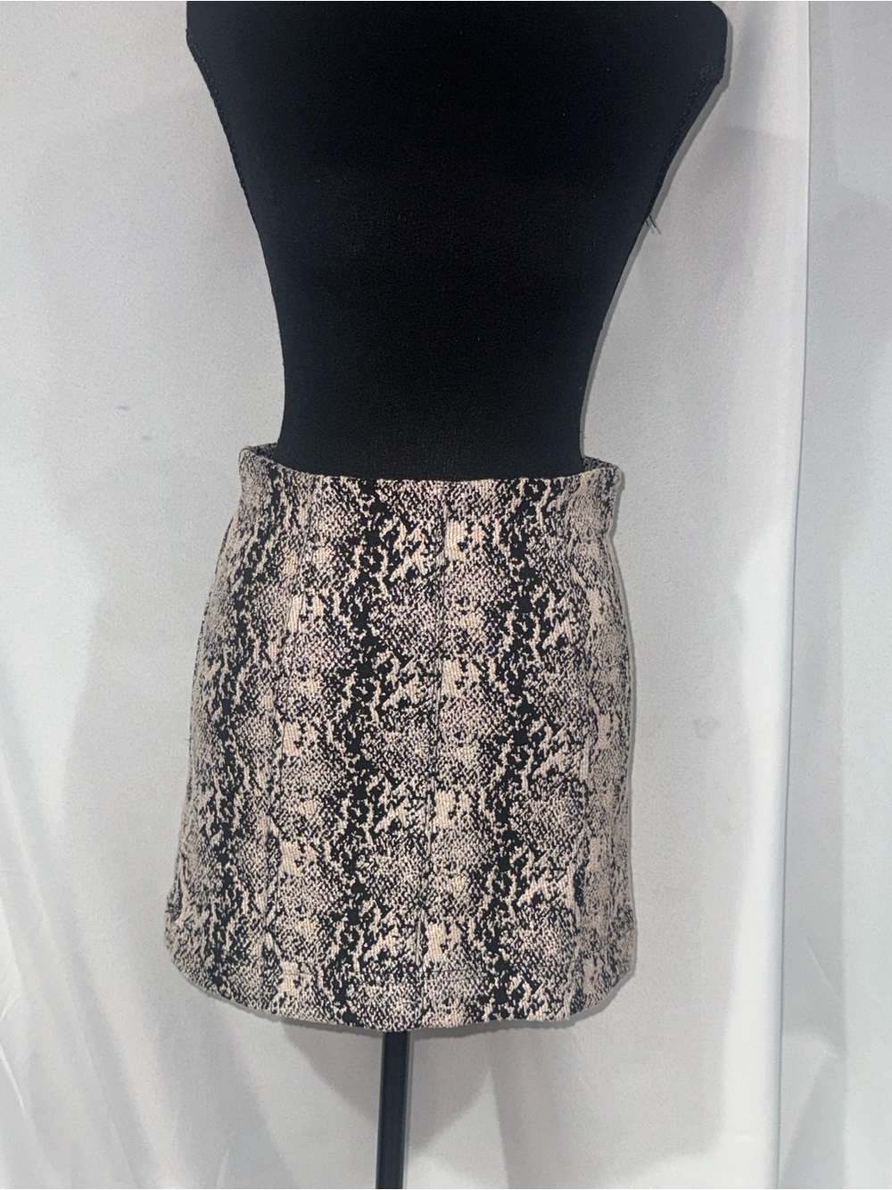 Free People Neutral Snake-Print Mini Skirt in Black and Cream